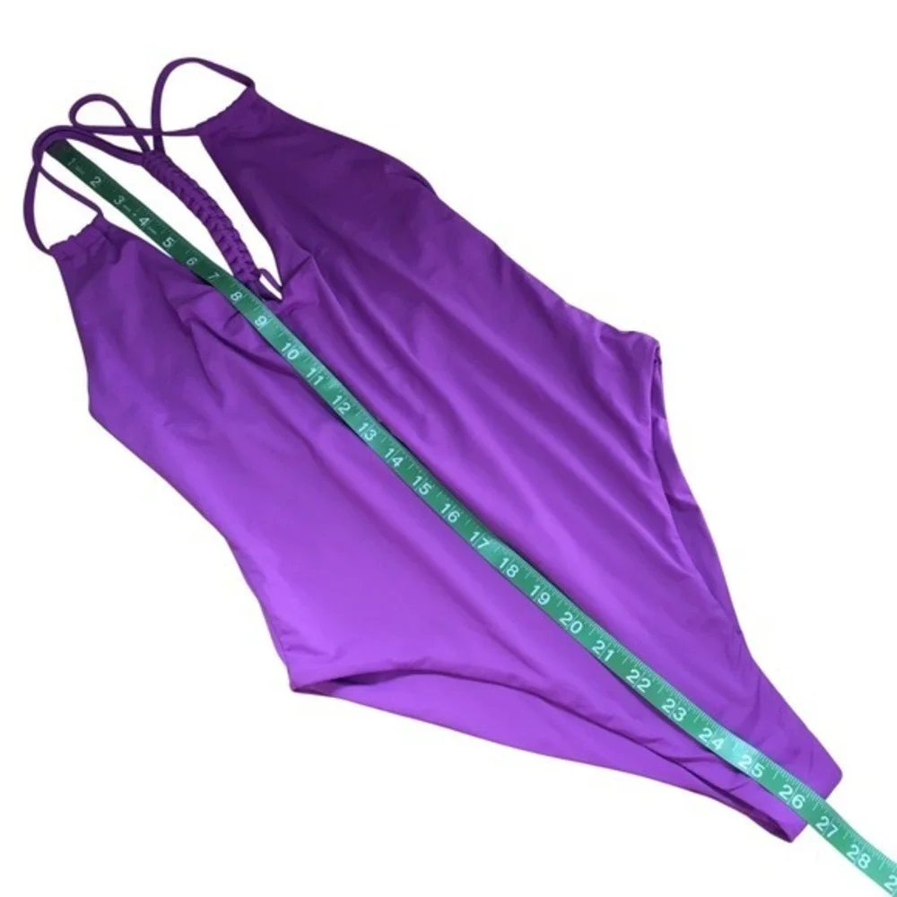 Bromelia Giovanna Braided Back One Piece‎ Swimsuit M Electric Orchid